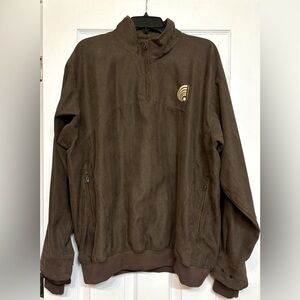 Zero Restriction Brown Herringbone Microsuede Top-Zip Golf Pullover, Size L
